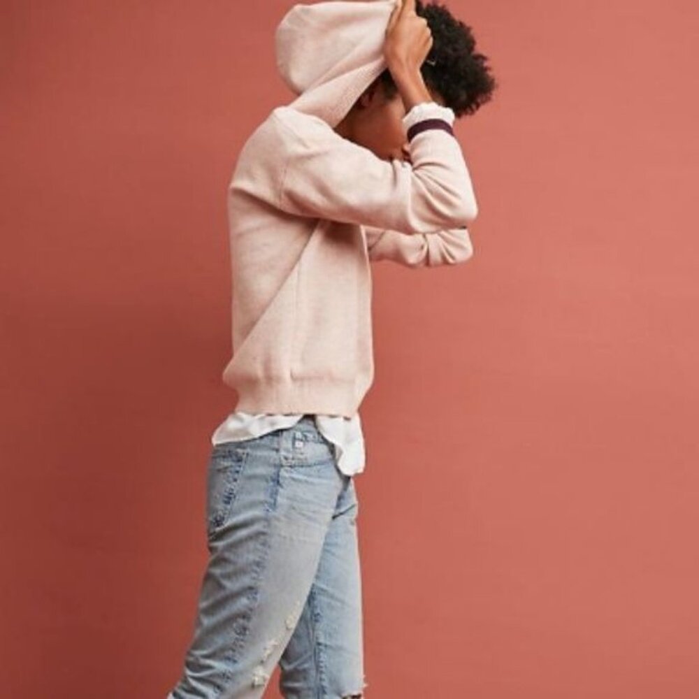 Moth Seward Pink V-Neck Hooded Top - Picture 2 of 8